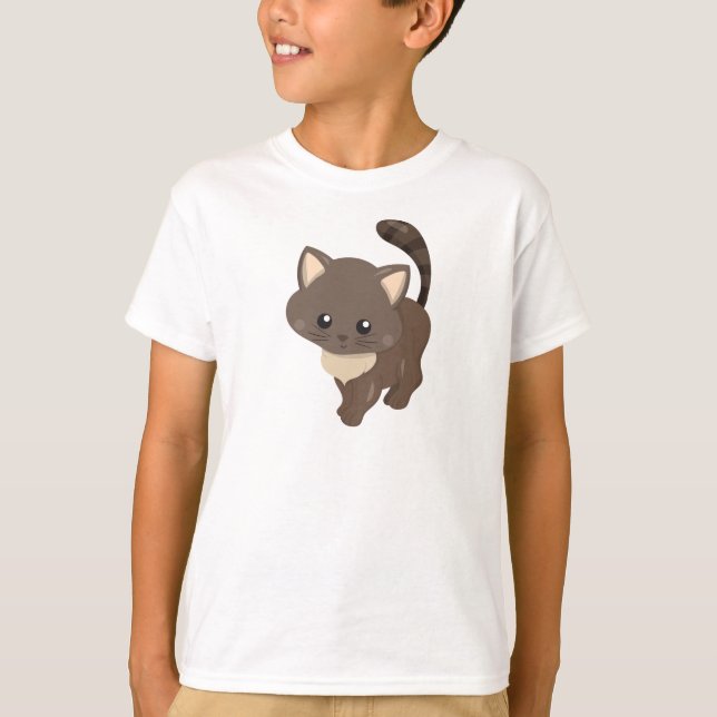 T-shirt Chat mignonne, Chat Brown, Petit Chat, Kitty, Kitt (Devant)