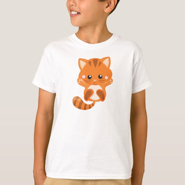 T-shirt Chat mignonne, Chat orange, Petit Chat, Kitty, Kit (Devant)