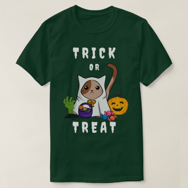 T-shirt Chat mignonne en costume d'Halloween sur un noir (Design devant)