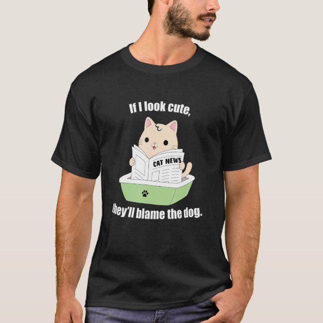T-shirt Chat Mignonne Qui Accuse Le Chien Phrase Chat (Devant)