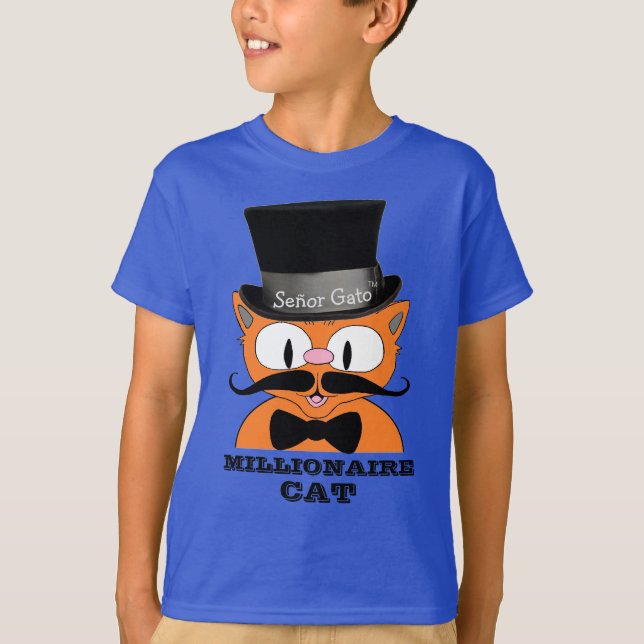 T-shirt CHAT MILLIONNAIRE Dessin Animé Moustache Chat Élég (Devant)
