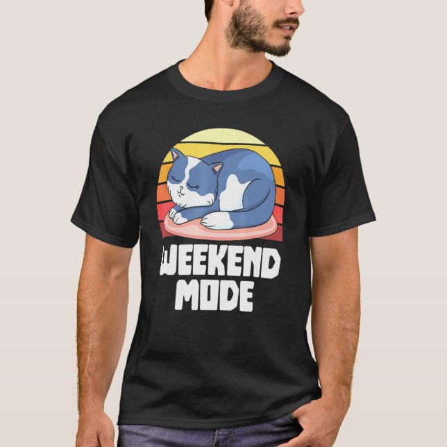 T-shirt Chat Mode Week-end Sommeil Endormi Amusant (Devant)