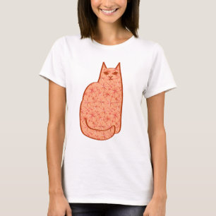 T-shirt Chat moderne du milieu du siècle, Coral Orange et