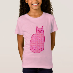 T-Shirt Chat moderne du milieu du siècle, Fuchsia et rose