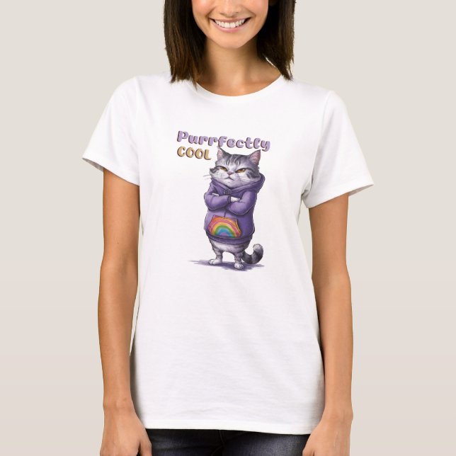 T-shirt Chat moderne, parfaitement Cool, amusant (Devant)
