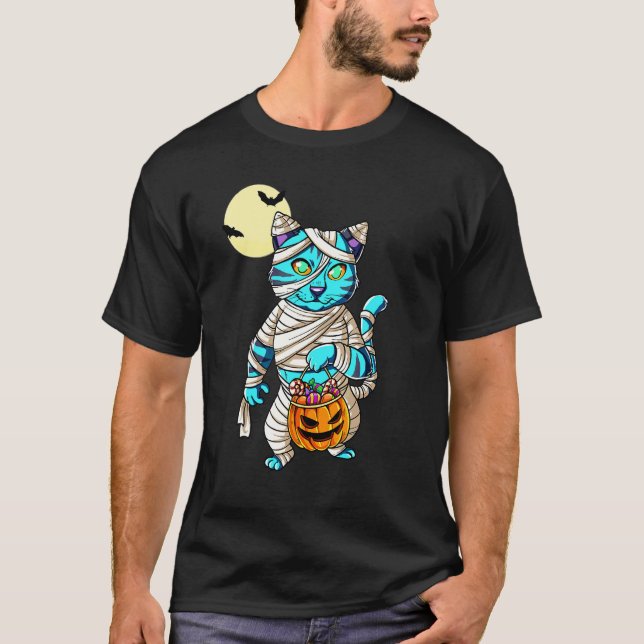 T-shirt Chat Momie Halloween (Devant)