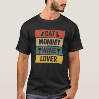 T-shirt Chat Mommy Vin Amant Drôle Chat Maman Boire Vin Vi