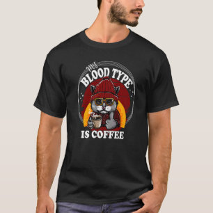 T-shirt Chat Mon Groupe Sanguin Est Café Drôle Chat Café