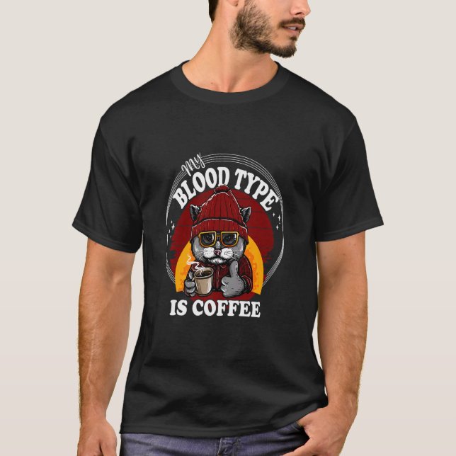 T-shirt Chat Mon Sang Est Café Dit Café Café Café (Devant)