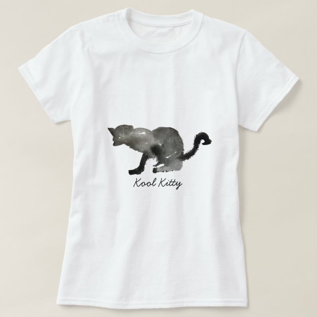 T-shirt Chat monochrome couleur noir (Design devant)
