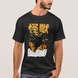 T-shirt Chat Monster Géant Kaiju Chat Amusant Style Anime 