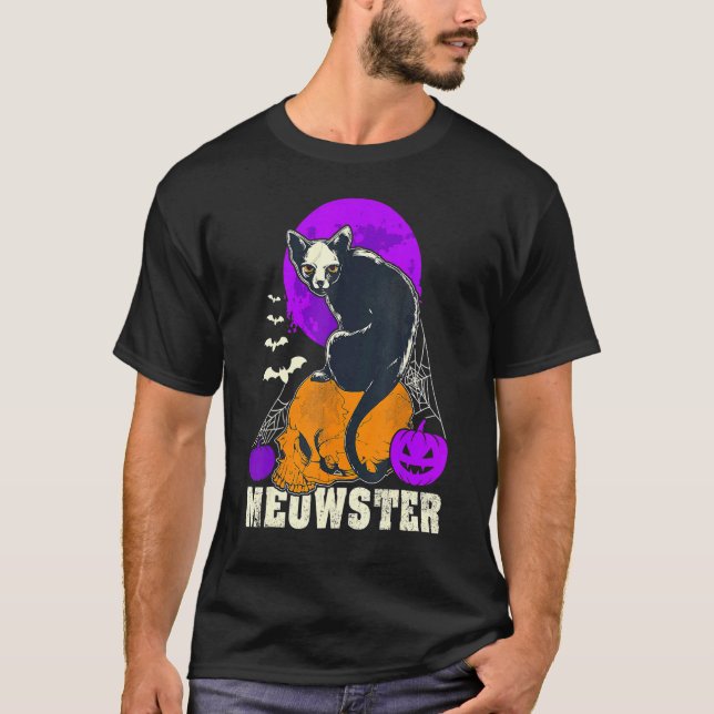 T-shirt Chat Monstre de Halloween Meowster Chat Effrayant (Devant)