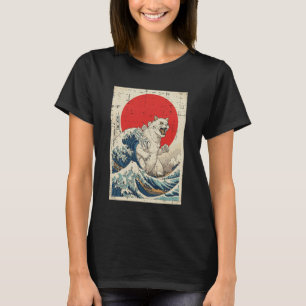 T-shirt Chat Monstre de la Grande Vague Japonaise Catzilla