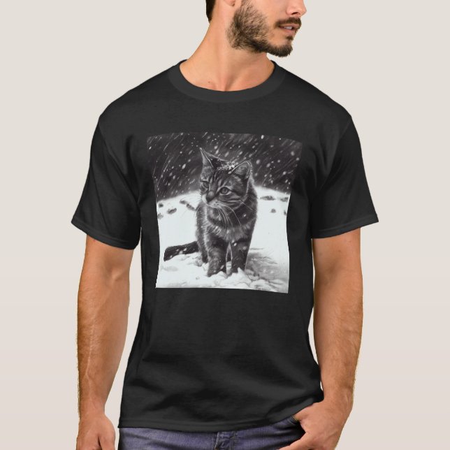 T-shirt Chat mordant la neige (Devant)