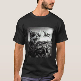 T-shirt Chat Motard Dinosaure Poursuite Lunettes de Soleil