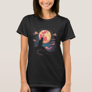 T-shirt Chat Motifs Chat Chat Avec Lune Espace Nocturne Ch