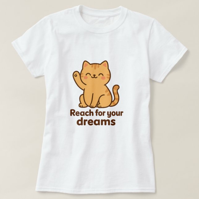 T-shirt Chat motivationnel mignon | Vibes positives de Kaw (Design devant)