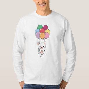 T-shirt Chat Mouche Avec Des Ballons Colorés