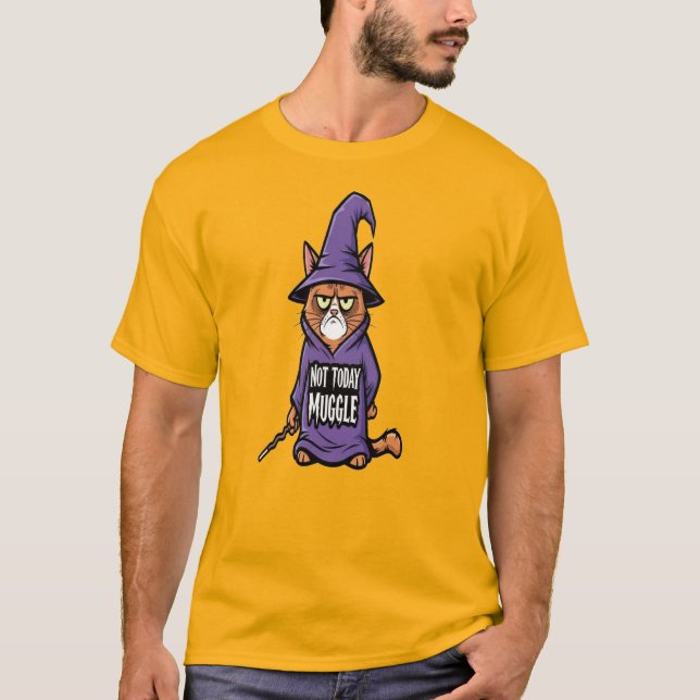 T-shirt Chat Muggle Pas Aujourd'hui - Chat Sorcier (Devant)