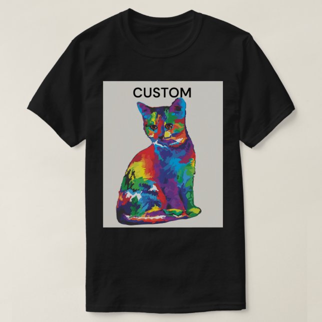 T-shirt chat multicolore (Design devant)