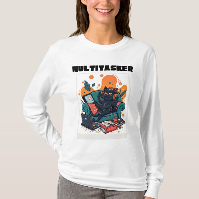 T-shirt Chat Multitâche - Chat de jeu drôle et paresseux M (Devant)