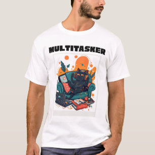 T-shirt Chat multitâche - Drôle de chat de jeu paresseux