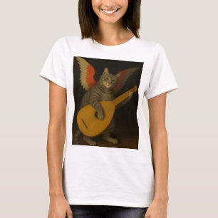 T-shirt Chat musicien ailé jouant du luth Art