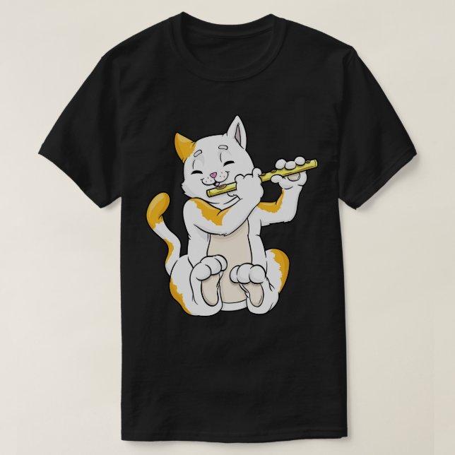 T-shirt Chat musicien avec flûte (Design devant)