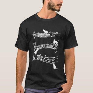 T-shirt Chat Musique Cool Feuille de musique Chats Notes d