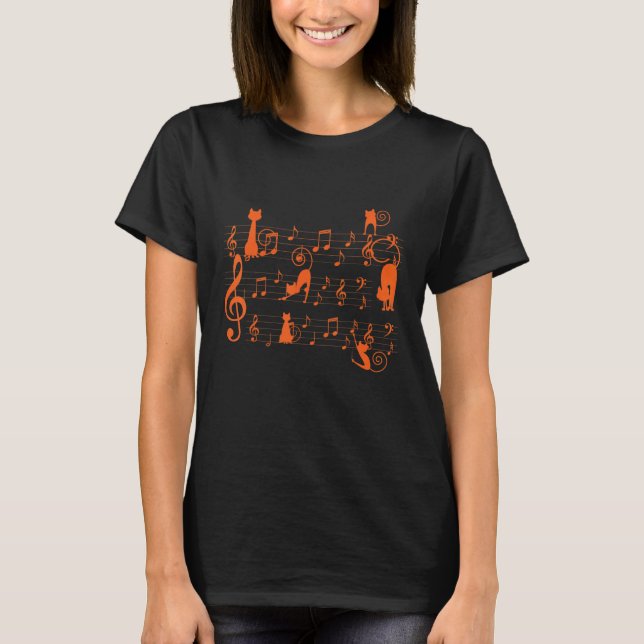 T-shirt Chat Musique Notes Chat Chaton Jouant Musique Note (Devant)
