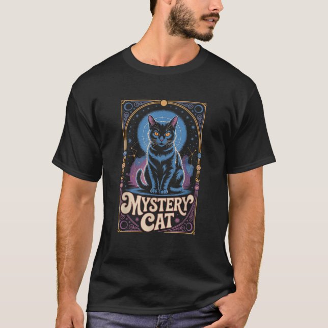 T-shirt Chat Mystère Occulte Cosmique Chat Noir Witchcore (Devant)