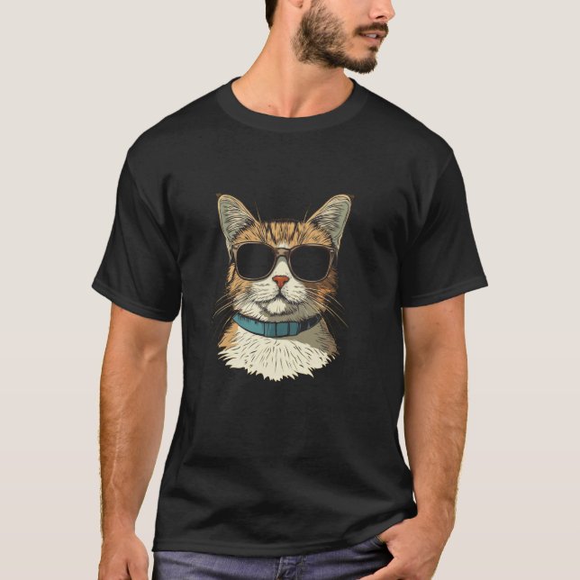 T-shirt Chat mystérieux avec déclaration de Lunettes de so (Devant)