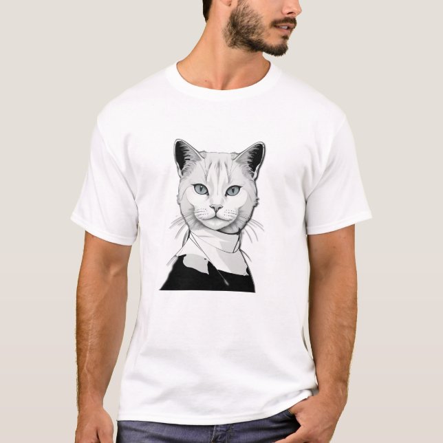 T-shirt Chat mystique noir et blanc de Salem (Devant)