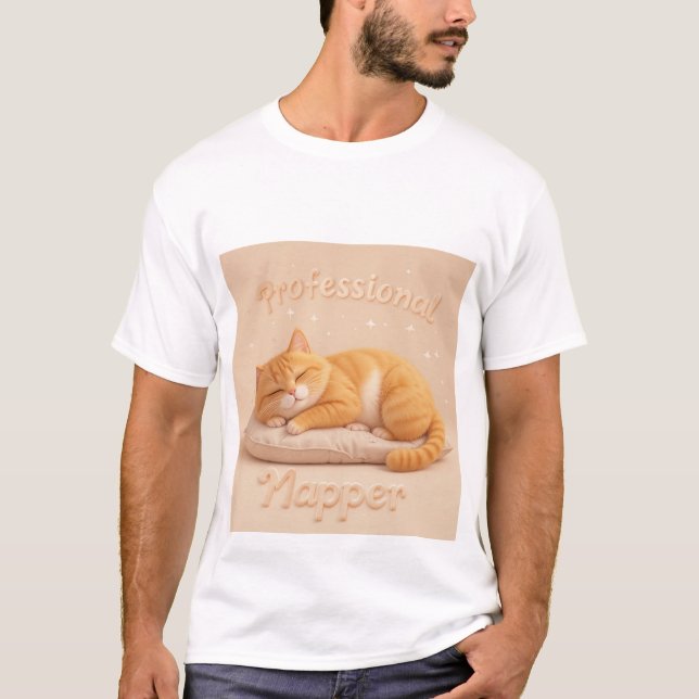 T-shirt Chat Napping Professionnel Mignon Kitty Endormi  (Devant)