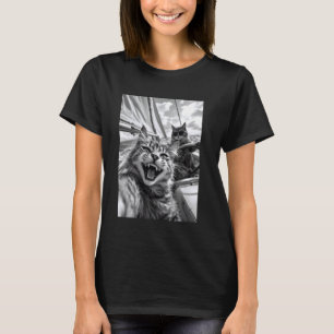 T-shirt Chat nautique selfie bateau voilier