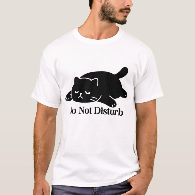 T-shirt chat ne dérangez pas Chat noir mignon (Devant)