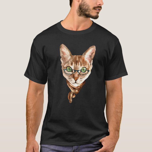 T-shirt Chat nerd avec lunettes (Devant)