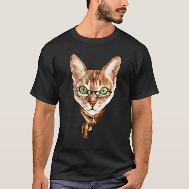 T-shirt Chat nerd avec lunettes (Devant)