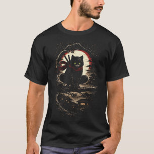 T-shirt Chat Ninja, Animé Japonais Drôle Art Tatouage Anim