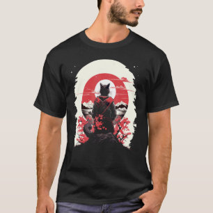T-shirt Chat Ninja Art Japonais Ukiyo-e Style Chat Samoura