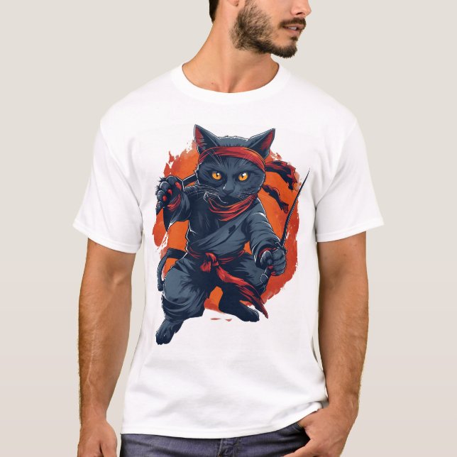 T-shirt Chat Ninja Discrétion (Devant)