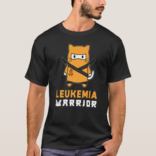 T-shirt Chat Ninja Guerrier de la Leucémie (Devant)