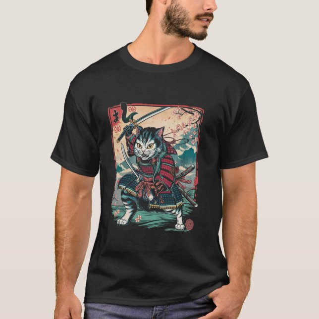 T-shirt Chat Ninja Samouraï Japonais Chat Ninja (Devant)
