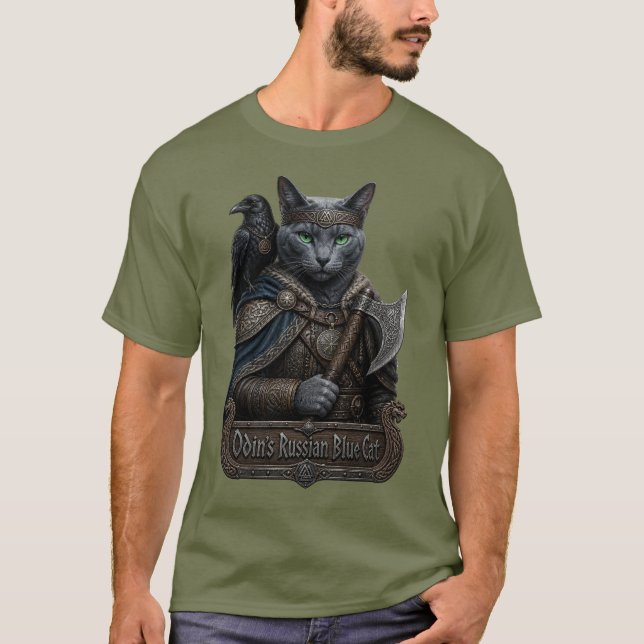 T-shirt Chat Noble Odin Bleu Russe (Devant)