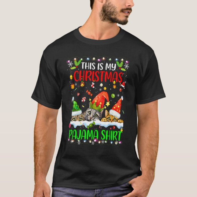 T-shirt Chat   Noël 2022   C'est Mon Pyjama De Noël (Devant)