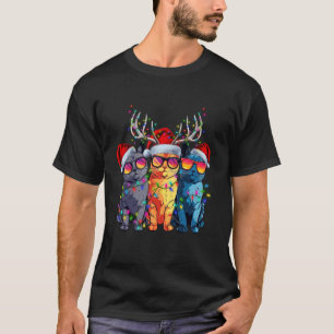T-shirt Chat Noël Santa Chaton Amoureux Drôle Xmas PJs Fem