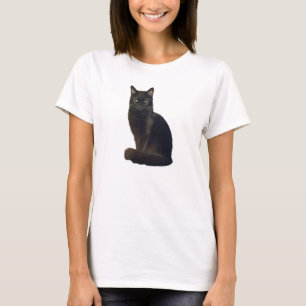 T-shirt Chat noir à forte étoile Je vous regarde