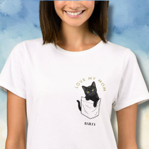T-shirt Chat Noir Adorable dans une Pochette avec Nom Pers
