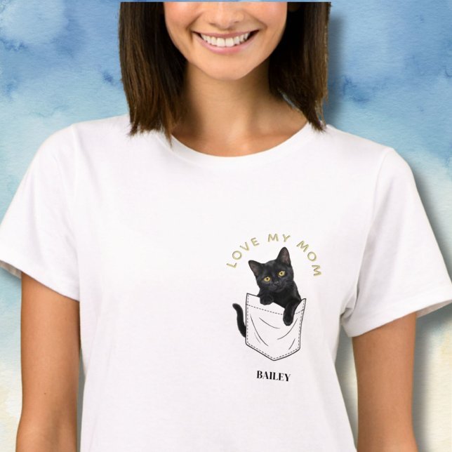 T-shirt Chat Noir Adorable dans une Pochette avec Nom Pers (Créateur téléchargé)