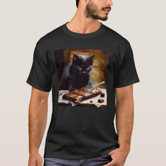 T-shirt Chat Noir Amour Chocolat (Devant)